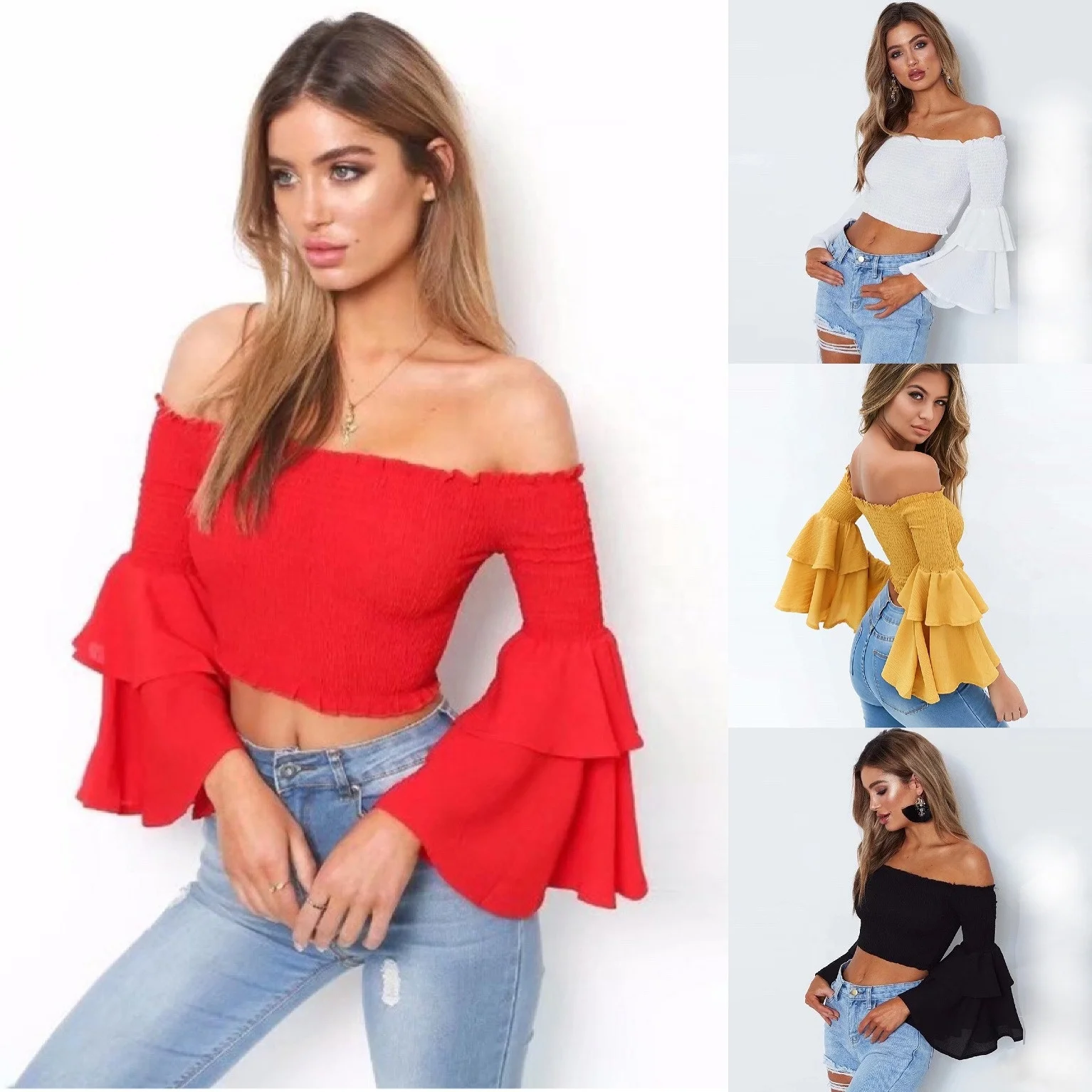 2021 женские топы, оптовая продажа, сексуальные черные женские топы без бретелек с длинным рукавом на заказ, сексуальные женские топы, модные топы