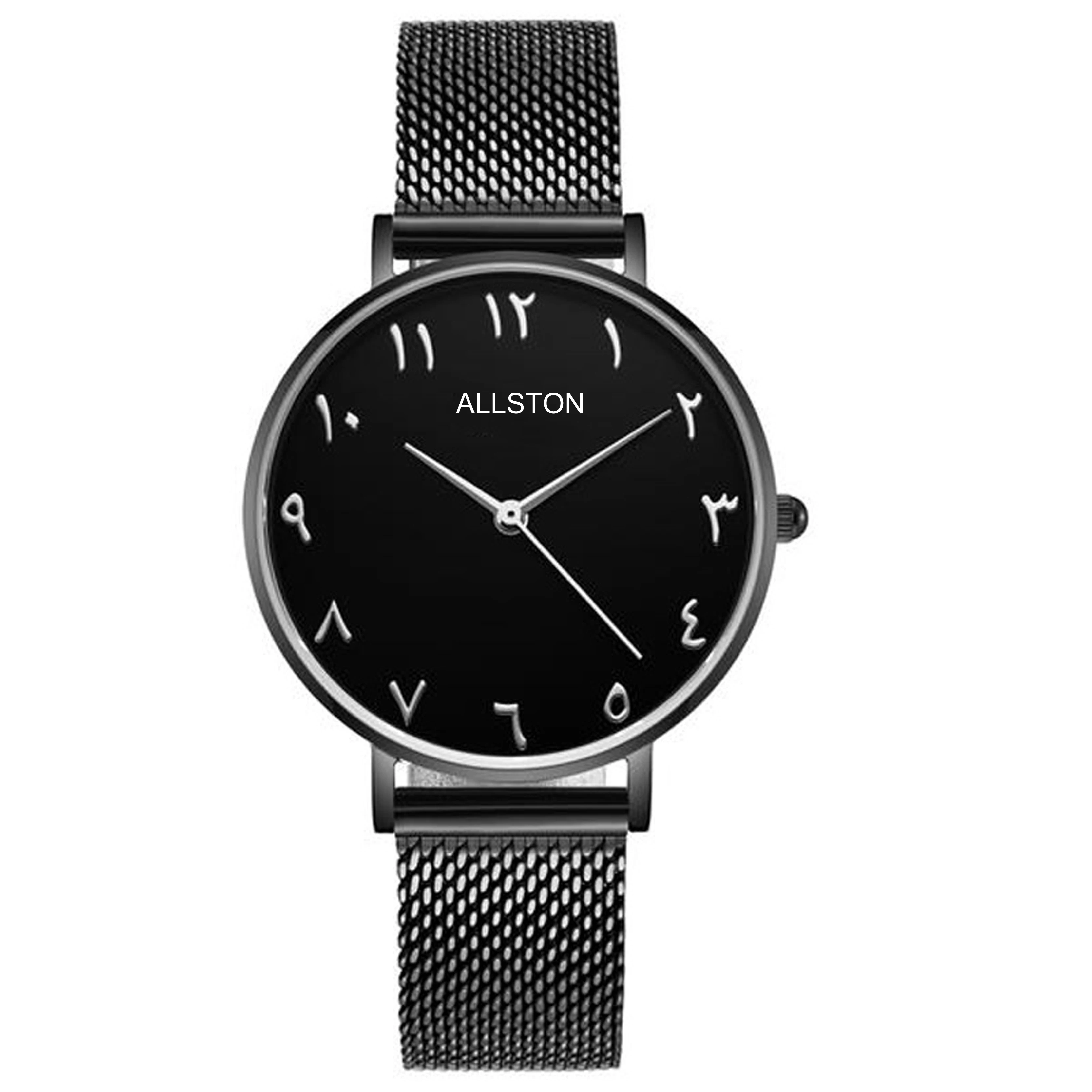 Dropshipping OEM Brand Custom Logo Women Ladies Quartz WristWatch With Leather Stainless Steel Band Arabic Men Watch Waterproof