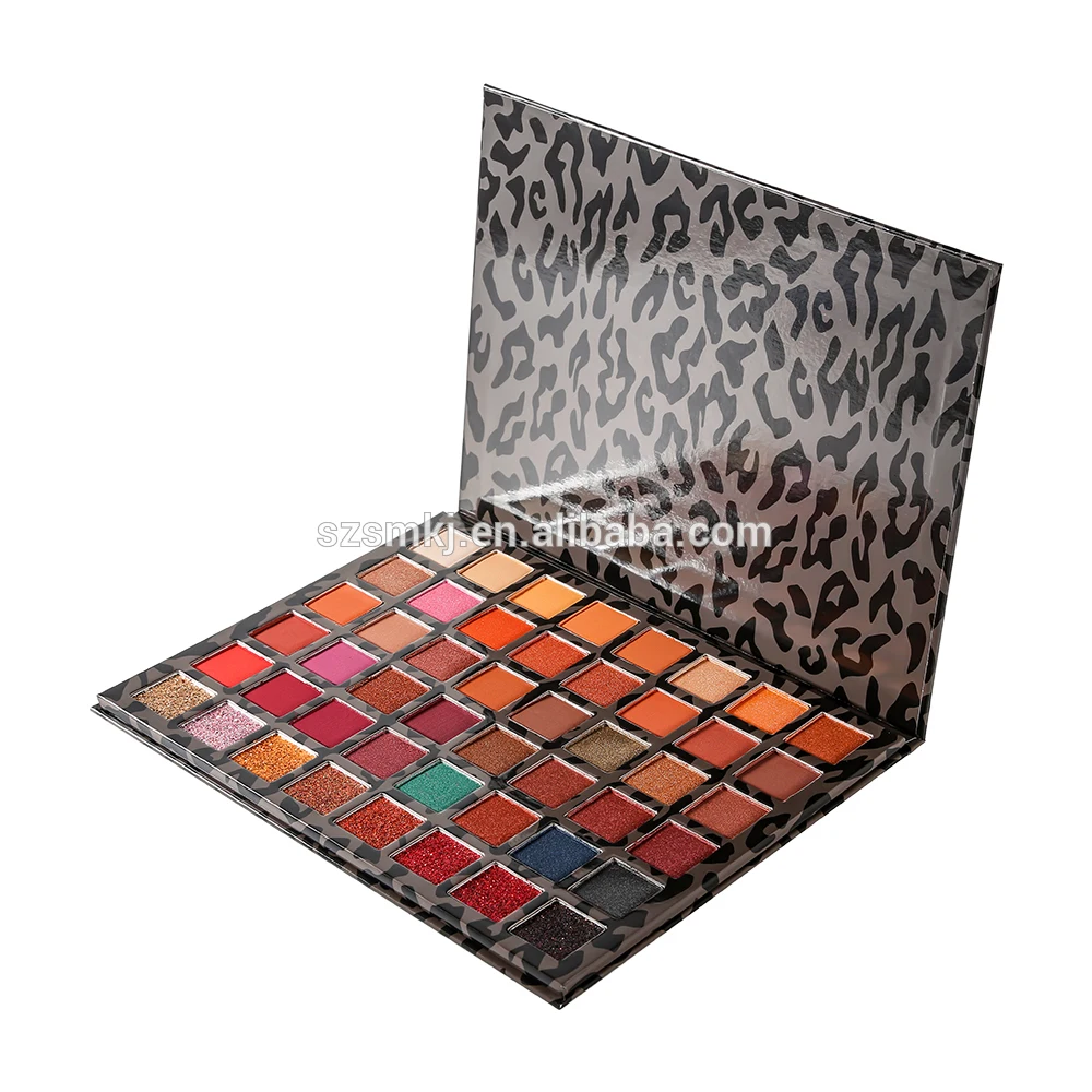 Cosmetics makeup 48 color leopard eyeshadow palette makeup private label vegan cosmeics eyeshadow