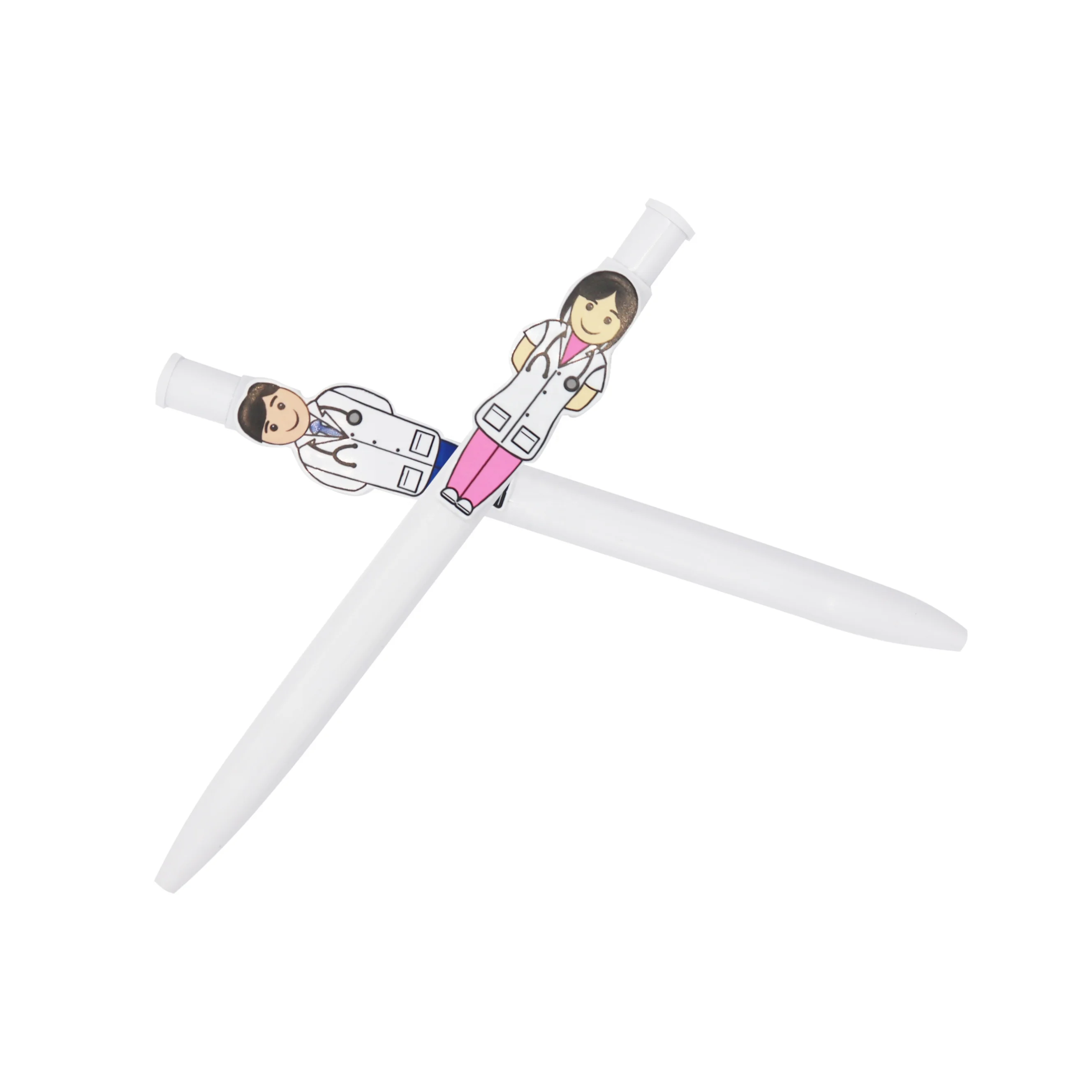 hot wholesale medical promotional doctor nurse gift ball pen with 3D custom design clip-Cartoon Doctor nurse Ball Pens custom