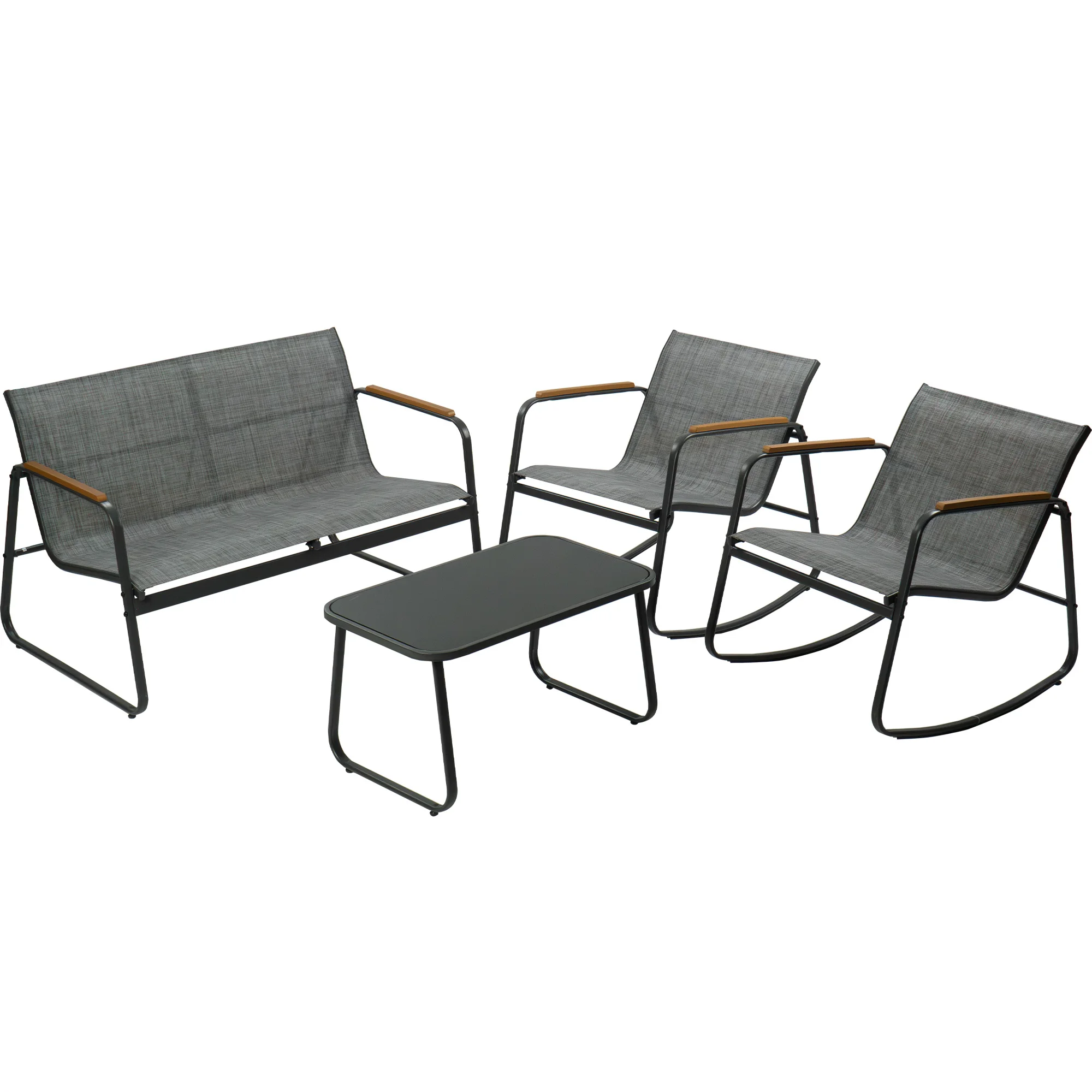 Modern 4-Piece Metal Steel Outdoor Patio Furniture Set for Apartment Home Office Garden Park or Living Room Use