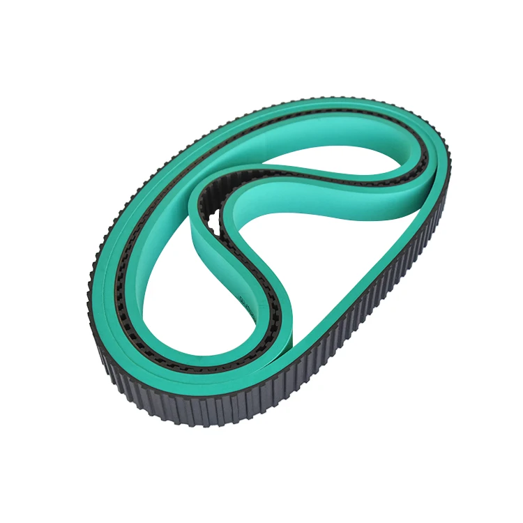 Seamless 367L green rubber coating timing belt for pulling filim machine