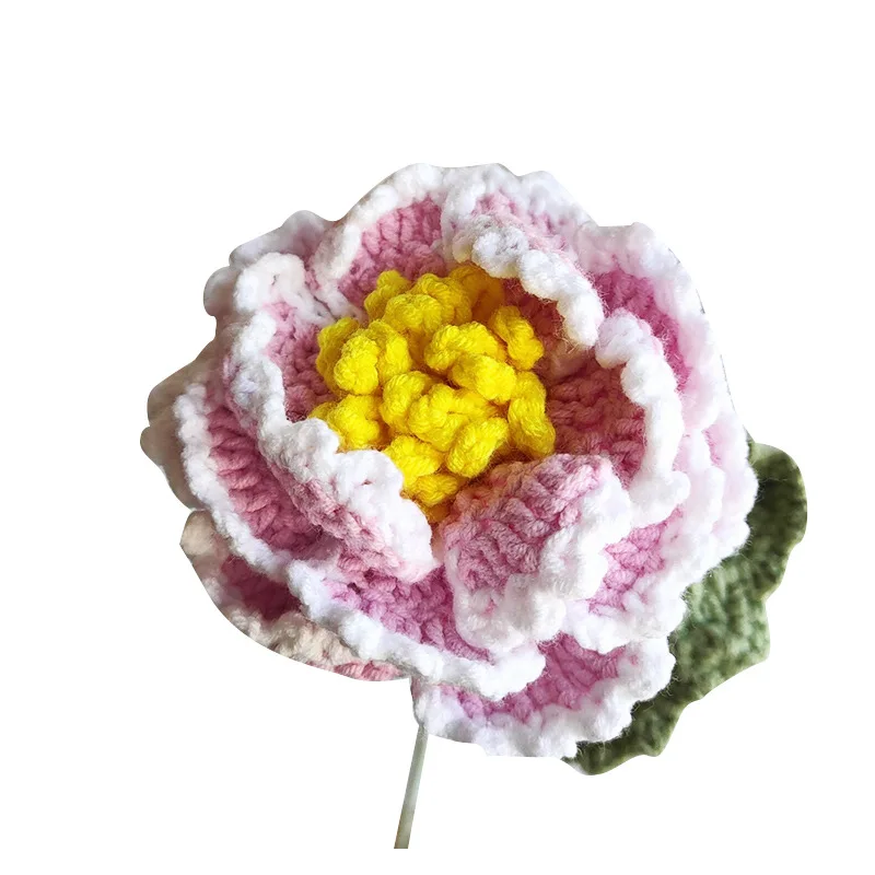Wool Woven Peony Artificial Flower Multi-Petal Gradually Changing Color for Home Decoration or Christmas Eternal