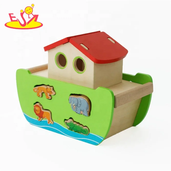 2023 wholesale attractive kids wooden noahs ark play set for early learning W12D078