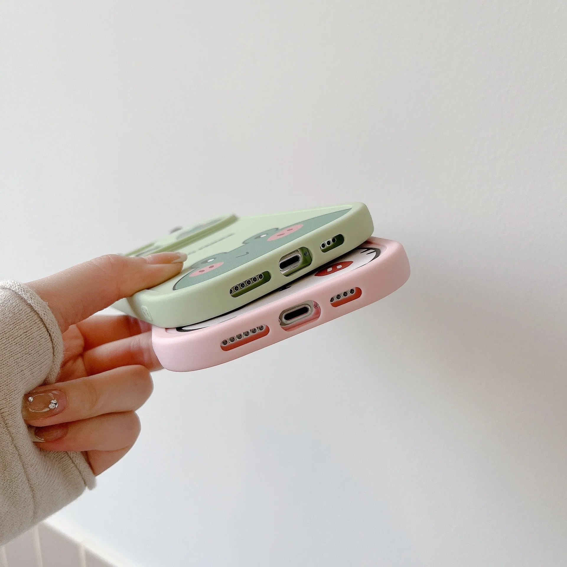 3D Cute Cartoon Bear Pink Cat Sliding Window Phone Case For iPhone 13 14 Pro Max 11 12 XR X Xs Max Camera Lens Protection Cover