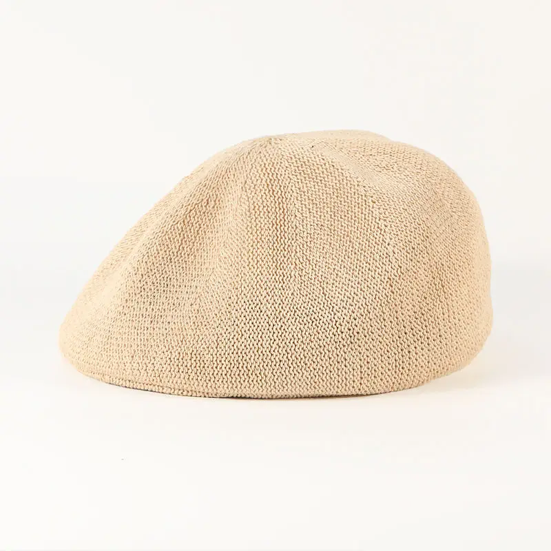 Women Elegant Berets Spring Summer New Solid Color Knitted Travel Hats Linen Slik Beret