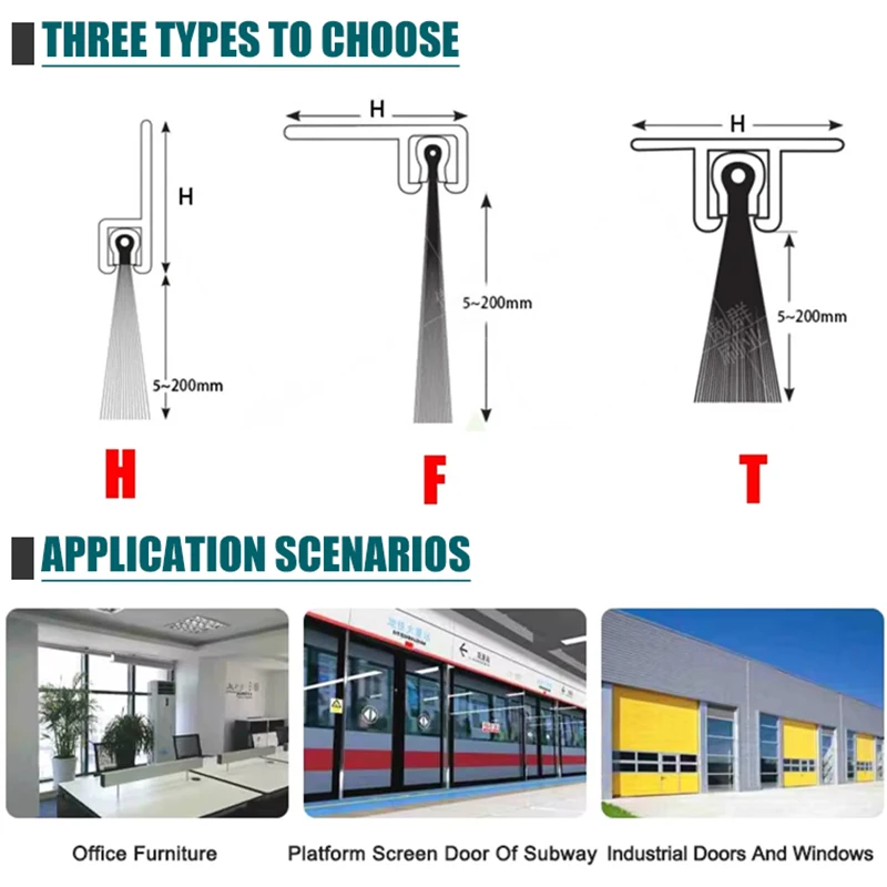 Industrial Flexible Safety Nylon Bristle High Temperature Resistant Strip Brush Door Seal
