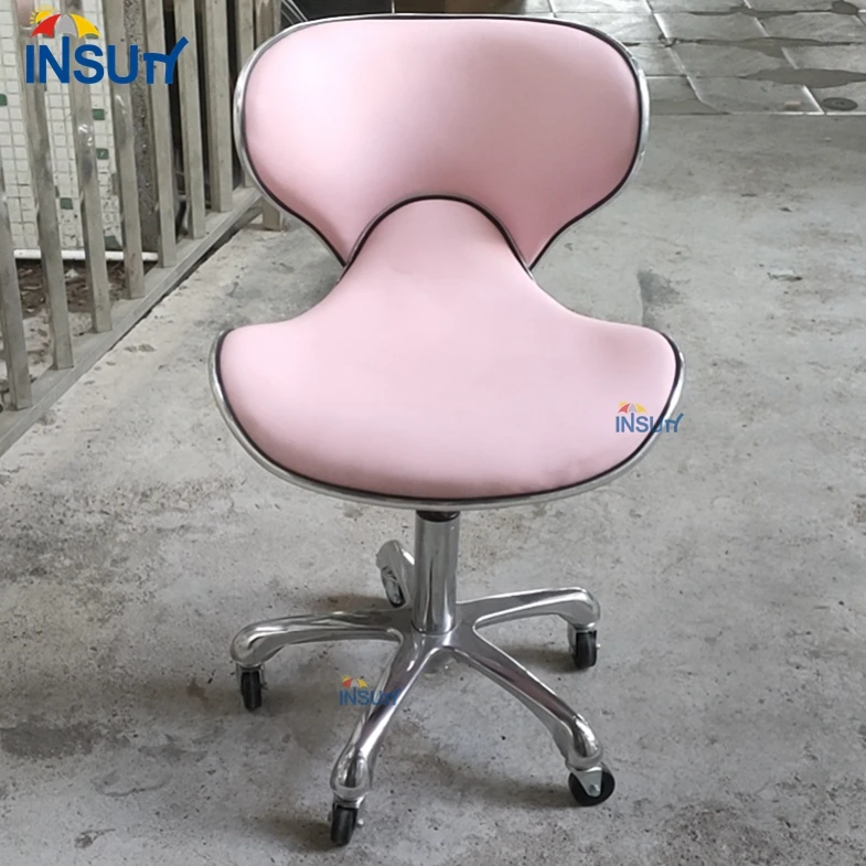 Розовая мебель для салона, горячая Распродажа, стулья с колесами, кожаные или тканевые стулья на заказ