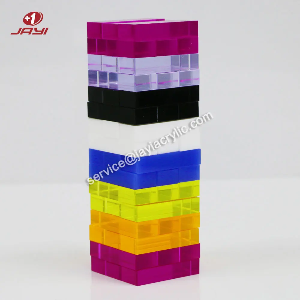 JAYI горячая Распродажа 30 48 54 блоков Tumbling Tower Lucite Пользовательские мини акриловые наборы игры акриловый Штабелируемый