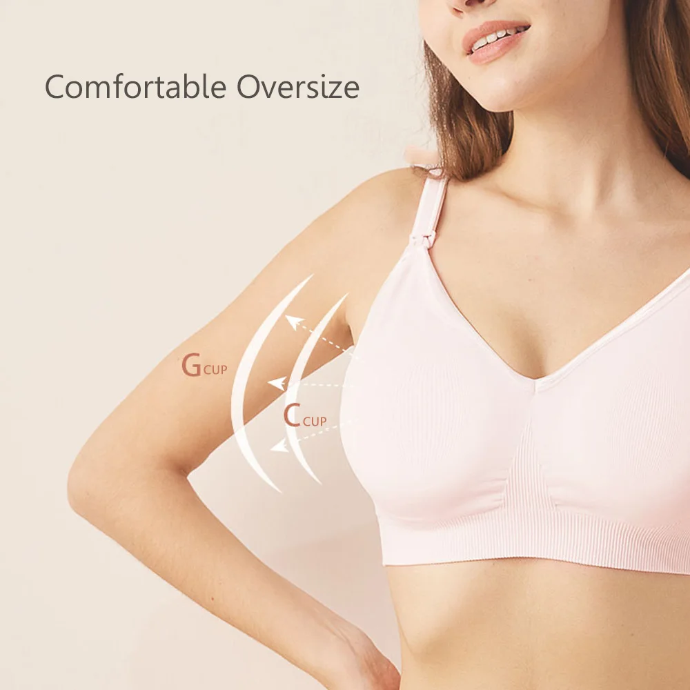 Sunveno Nursing Breastfeeding Bra Maternity Underwear Oversize Seamless Bra Comfort Stretch Fabric Bra Pregnancy Clothes