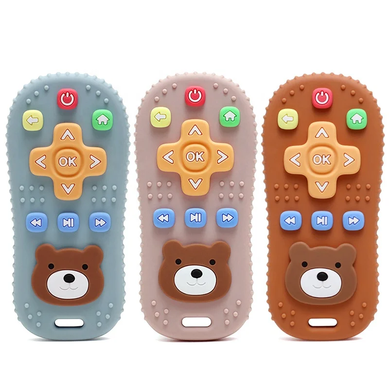 bpa free soft silicone phone teether silicone remote control teether shape silicone teething toys remote teether for baby
