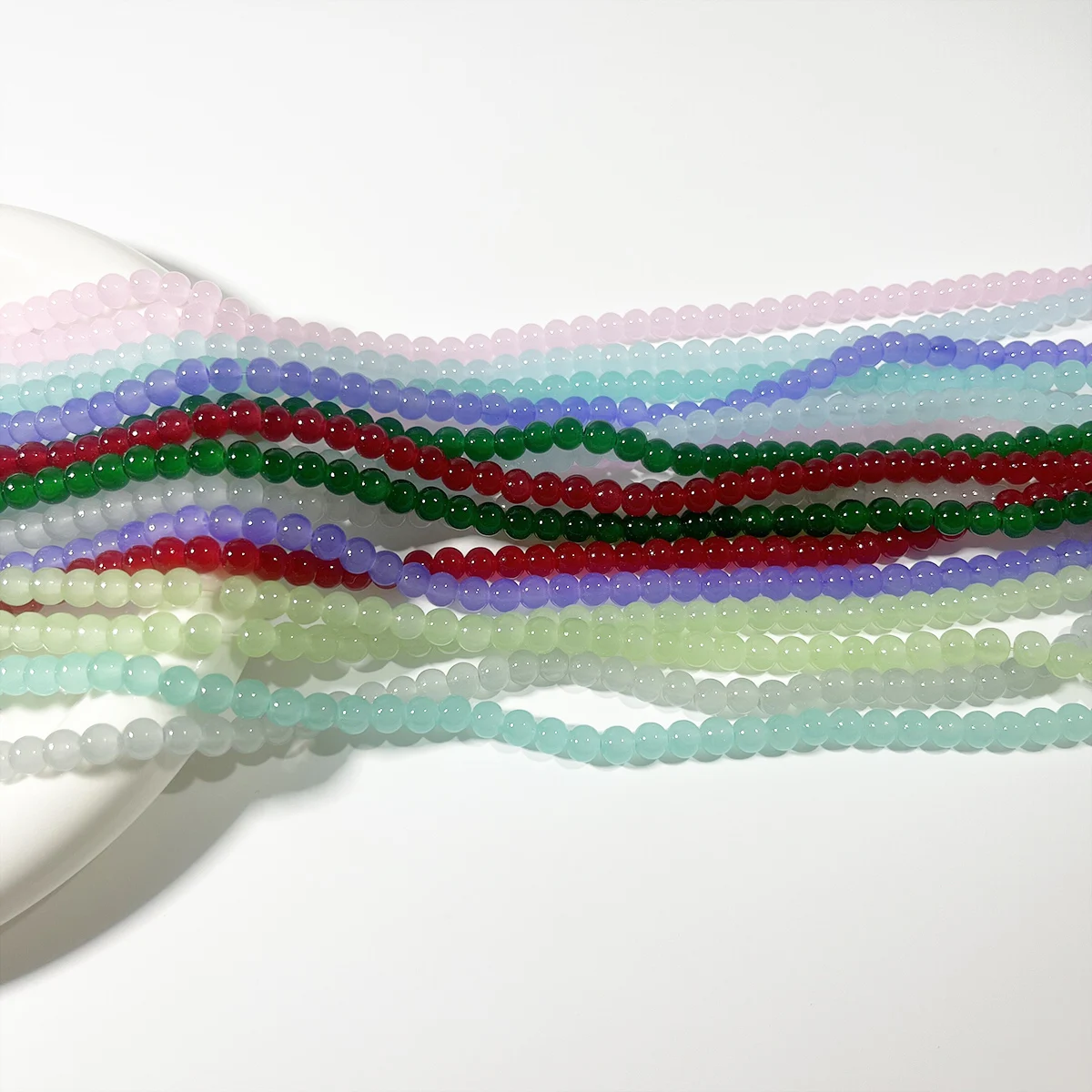 140Pcs/Strand 6mm Colorful Glass Beads Round Loose Spacer Beads for DIY Bracelet Necklace Jewelry Making Accessories