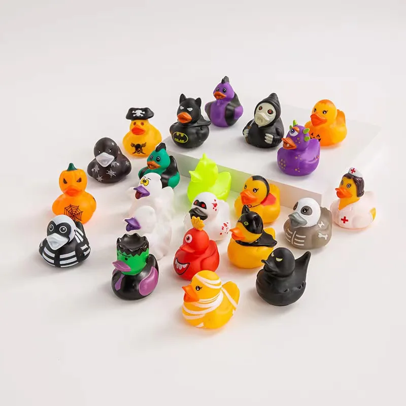 2 Inch Assorted Halloween Themed Rubber Ducks Evil Funny Bath Ducky Toy Decoration for Halloween Party Favors