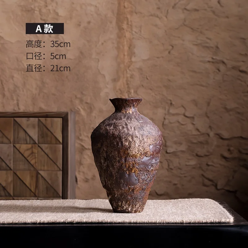 retro vintage nordic chinese handmade rustic pottery shabby chic decoration home antique ceramic terracotta vase