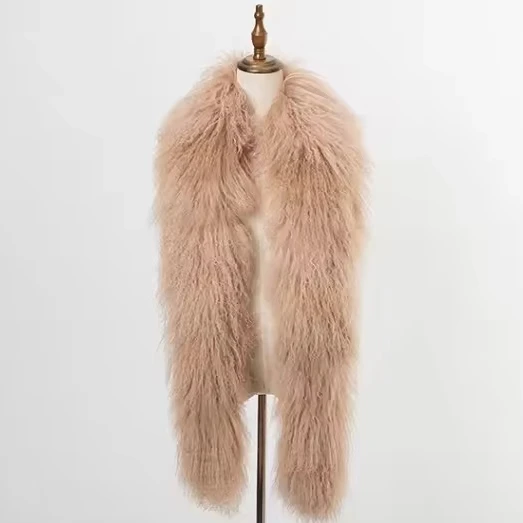 Шарф женский длинный из натурального монгольского меха