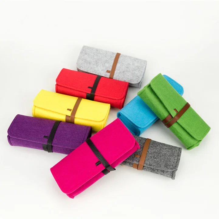 Fashion felt leather glasses protective cover storage bag glasses bag portable sunglasses cases