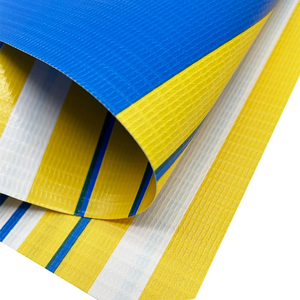 Anti-uv outdoor pvc tarps printed stripe pvc tarpaulin for awning for tent