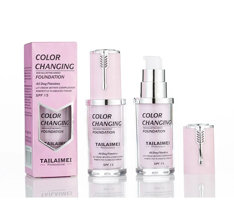 
TLM 30ML Magic Color Changing Liquid Foundation Makeup Base Nude Face Cover Concealer Long Lasting Makeup Skin Tone Foundation 