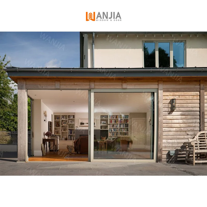 WANJIA exterior patio glass aluminium sliding doors aluminum 96 x 80 sliding glass door minimalist design sliding patio door