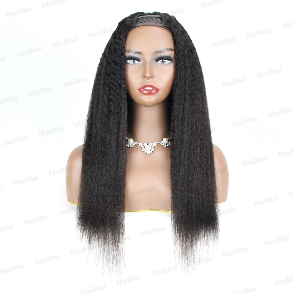 Wholesale Brazilian 100% Raw Indian Virgin Natural curly U Part Human Hair Wigs For Black Women