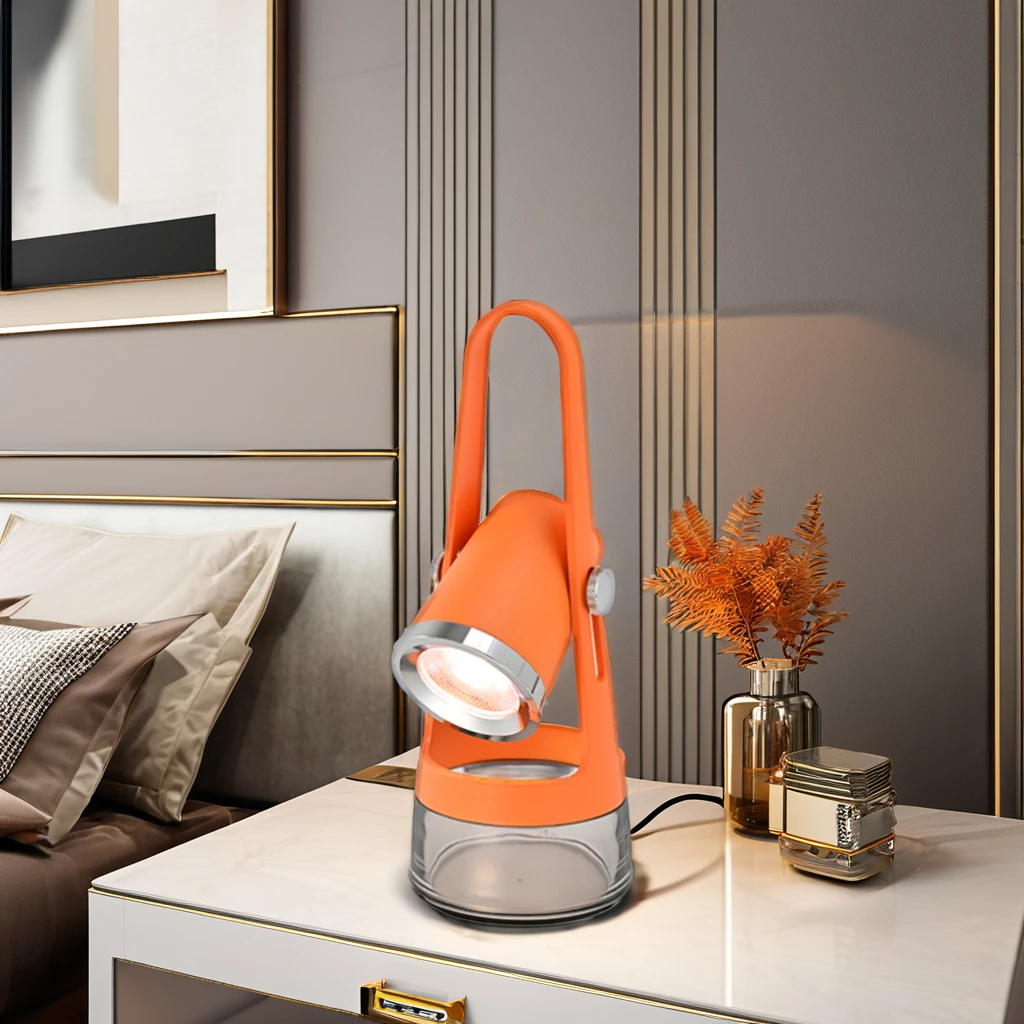 Modern Rechargeable Table Lamp Adjustable Angle Retro Living Room Bedside Desk Smoke-Free Candle Melt Warmer Hotel Use Metal