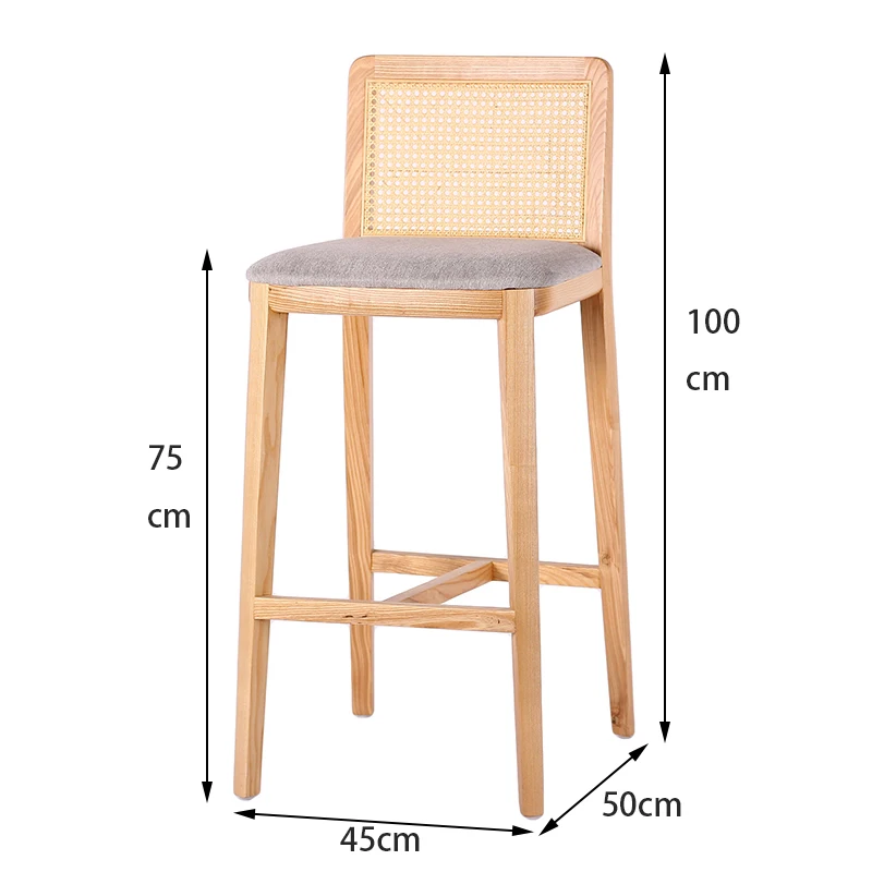 Hot selling modern furniture stool leather bar stool cane wicker high bar chair