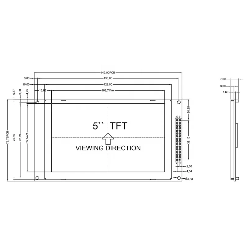 TCC 5 Inch 800X480 SSD1963 Controller Parallel Interface Color TFT LCD Module