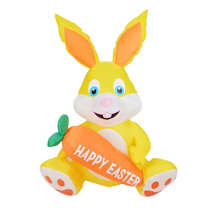 Air Blown Bunny Hug Carrot Inflatable Easter Rabbit Decoration Yard Outdoor Easter Inflatable Toys with Led Light for Party Home