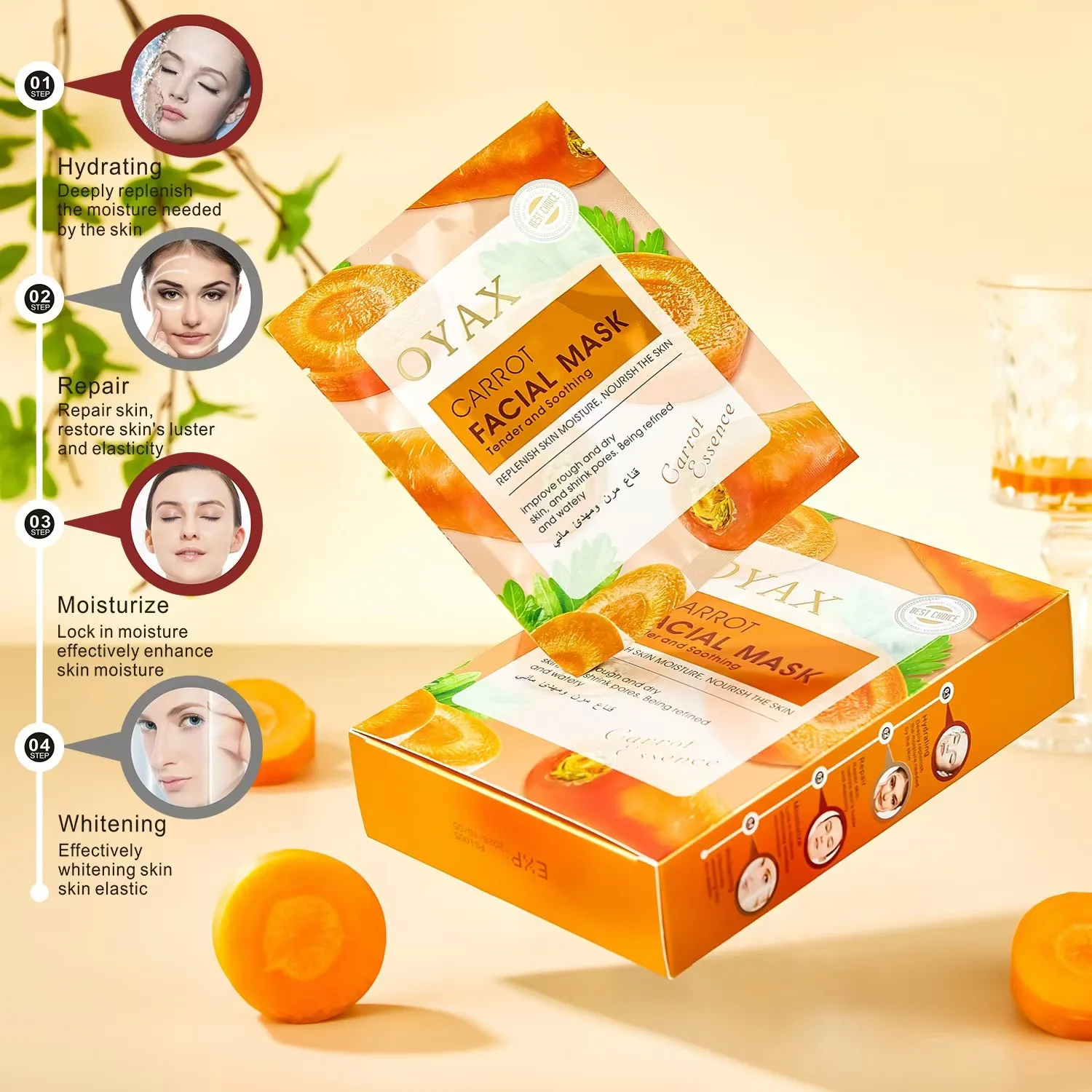 Latest Custom-Made Natural Carrot Extract Anti-Aging Benefits Glowing Skin Revitalized Appearance Carrot Mask