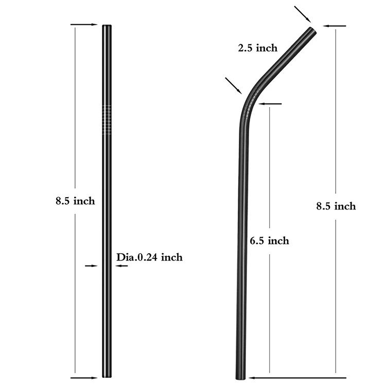 
Svin 8 Pack Black Stainless Steel Metal Drinking Straw Reusable Straws for 20oz Tumbler 