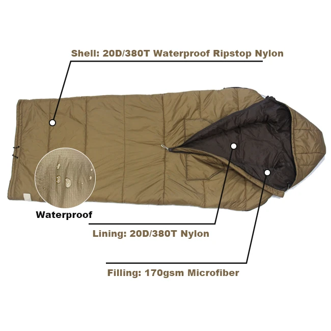 Водонепроницаемый всесезонный спальный мешок в форме человека для кемпинга на открытом воздухе