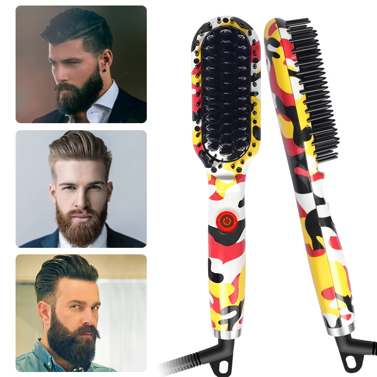 Professional Beard Straightener for Men Quick Styling Comb for Frizz-Free Beard Hair Anti Scald Beard Straightening Heat Brush