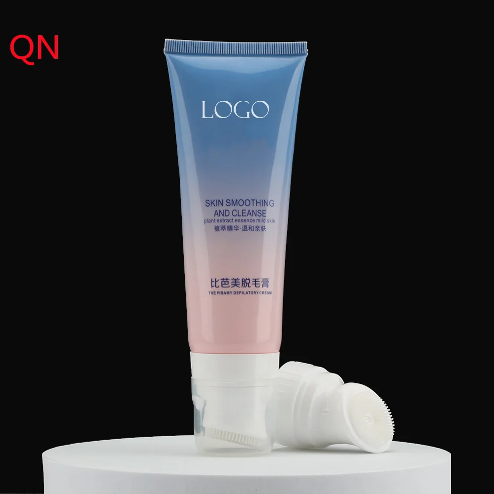 Factory price 100ml 120ml facial cleanser tube face wash plastic cosmetic packaging tube with silicone brush manufacturers