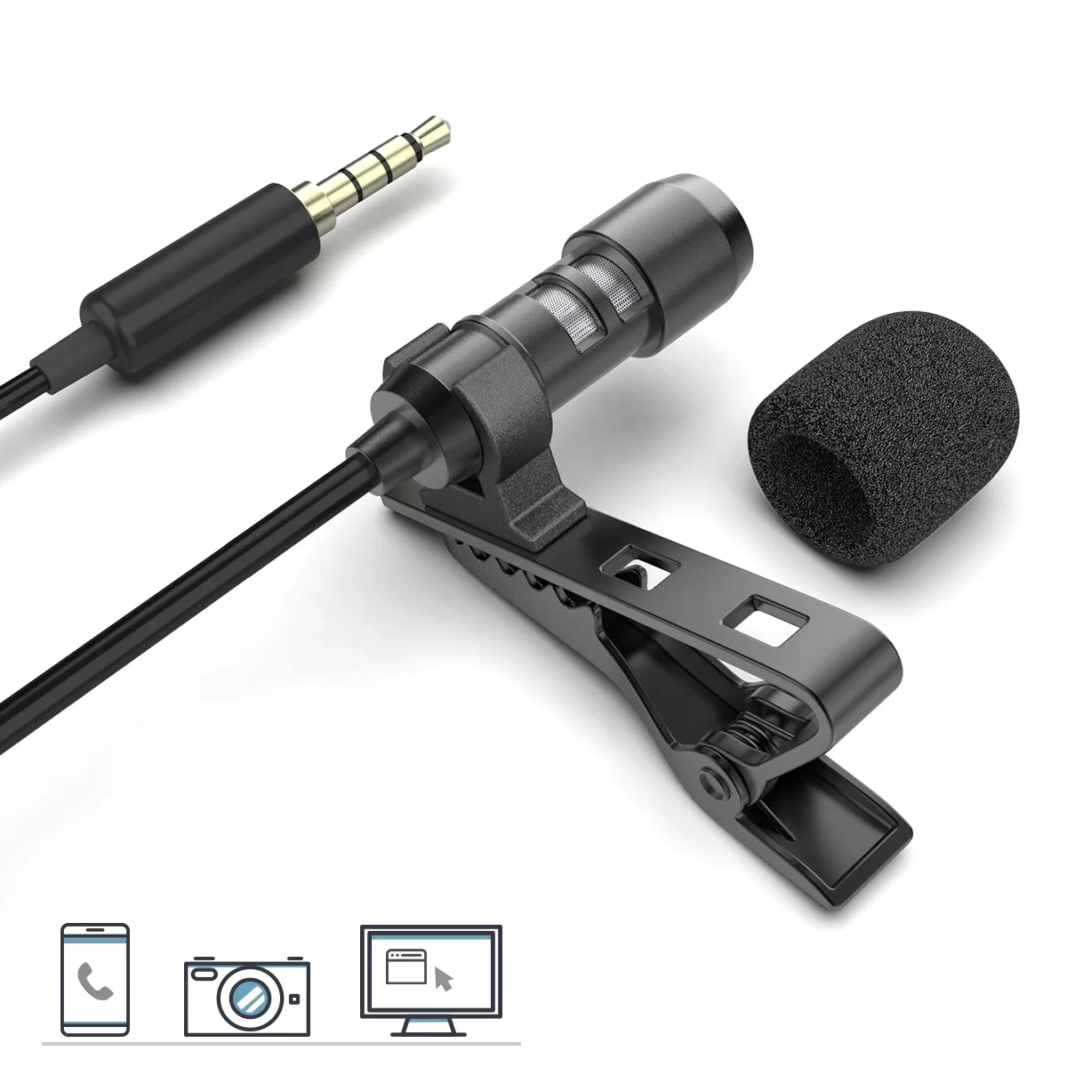 OEM/ODM factory Lapel Lavalier Phone Microphone Live Clip on Cell Mobile Microfono Portable Light Weight Mic