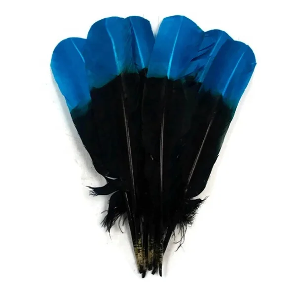 Оптовая продажа 10-12 дюймов перо из перьев индейки двухцветные крылья для карнавального костюма украшения головных убор