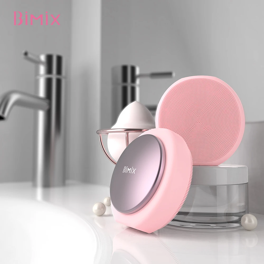 BIMIX Facial Cleansing Instrument Face Washing Brush Ultrasonic Vibration Massage Facial Pore Cleaner silicone Beauty Tool