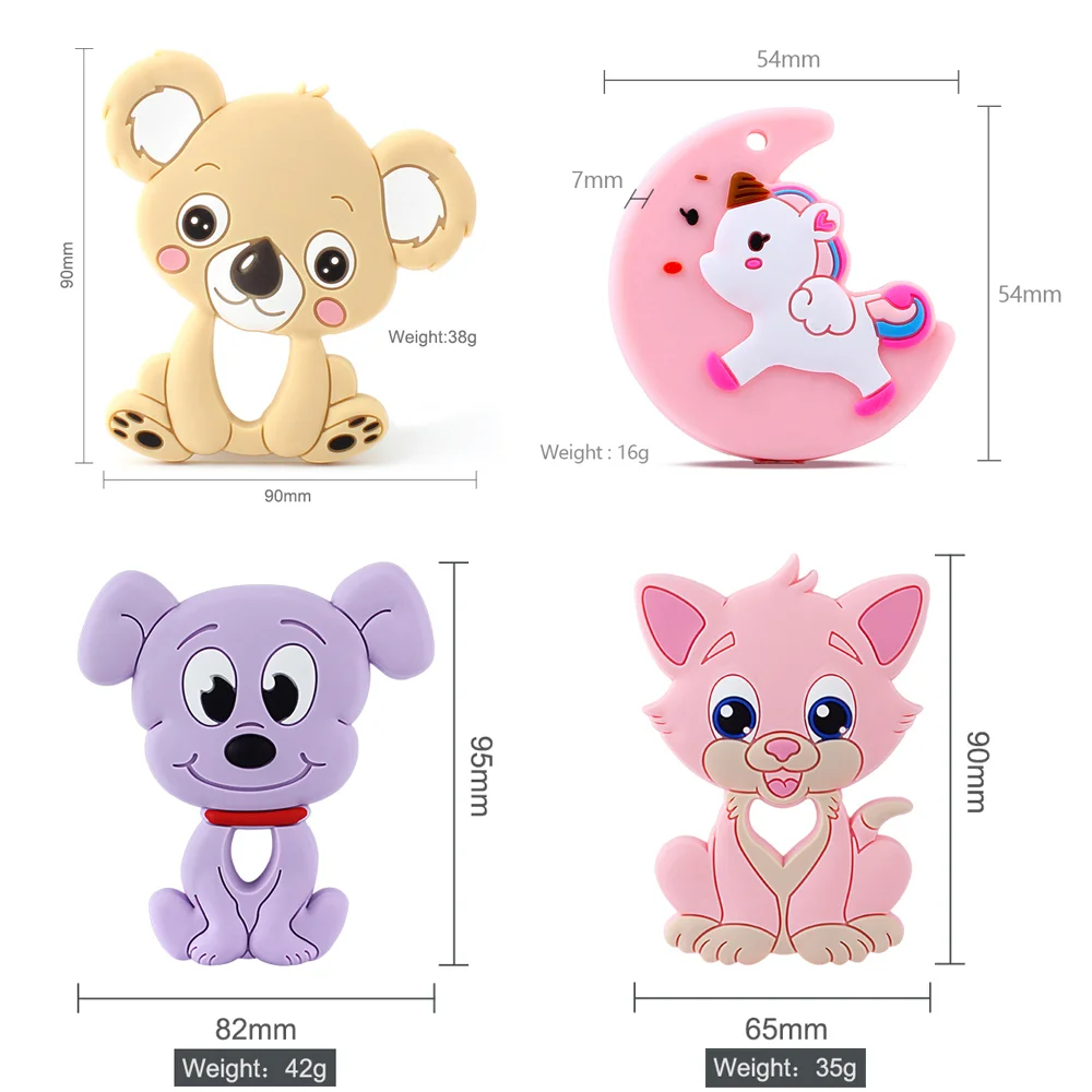 BPA Free Newborn Soother Cartoon Animal Chewable Teething Toy Silicone Baby Teether