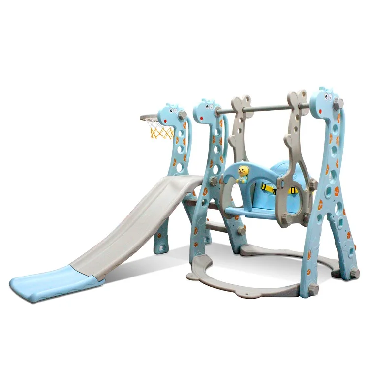 
Cute giraffe indoor playground kids plastic toy slide swing set 