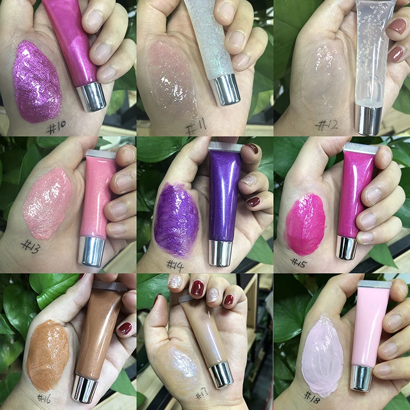 
Free Sample Lipgloss Squeeze Lip Gloss Tube for Cosmetic 28 Color Glossy Cheap Lipgloss Squeeze Plastic Tube 
