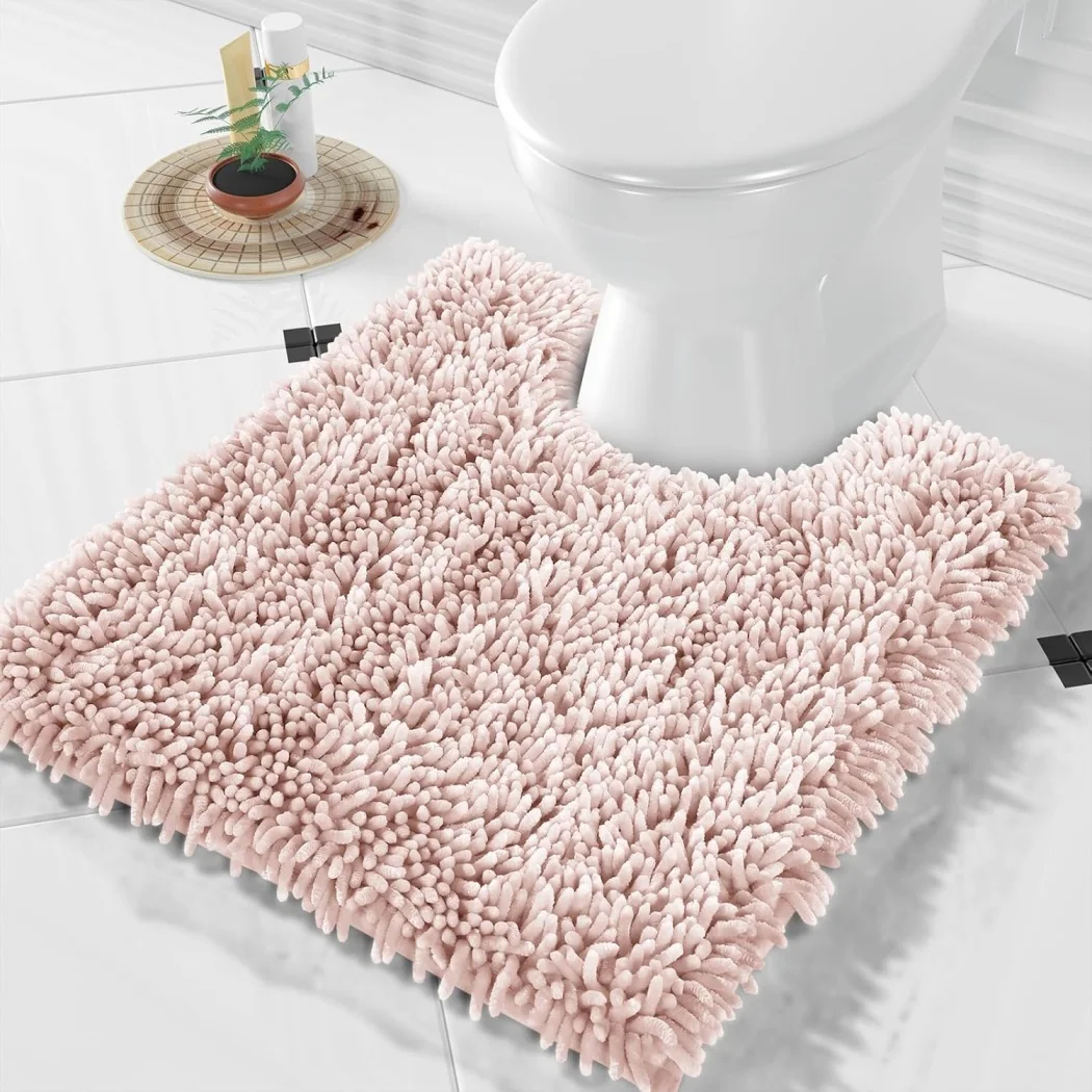 CF high density U type Extra Soft Shaggy Absorbent Microfiber Door Mat Non Slip toilet Chenille Bath Mats for Bathroom Rugs