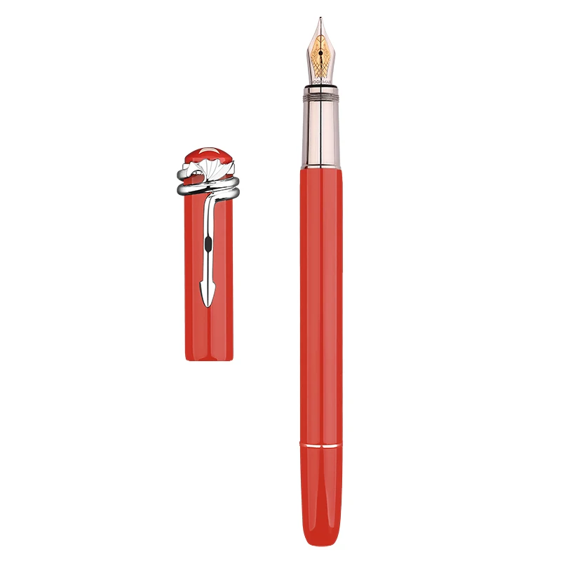 Majohn-f9 Business type metal and resin Pen Set fountain pen Coral Red Angel Wing classic piston ink suction gift box pen
