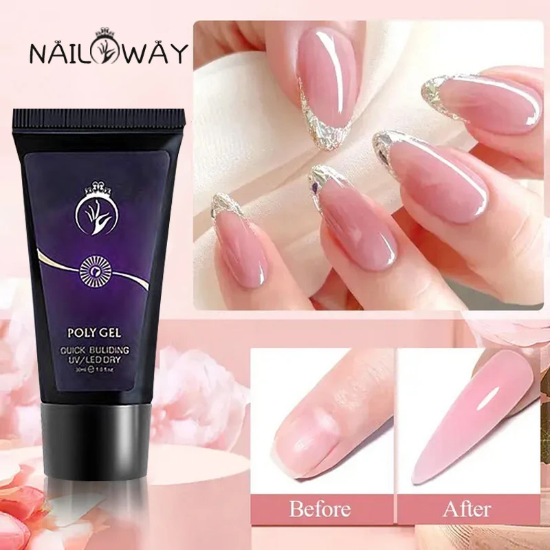 Nailway pretty 15g 30g 60g Nail Art Quick Extension Gel Camouflage Color Pink Nude Clear Poly Acrylic Nail Gel