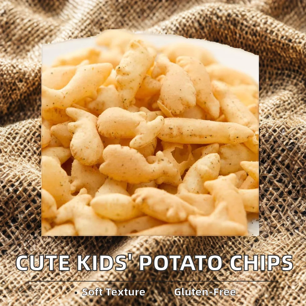 High Quality 33g Puffed Food Snack Soft Salty Potato Chips Cute Cartoon Design Gluten-Free Dried Fruit Vegetable Cup Kids