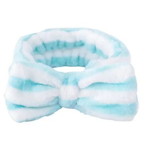 Wholesale Various Color Bowknot Girls Makeup Face Hair Band Flannel Face Wash Hair Band