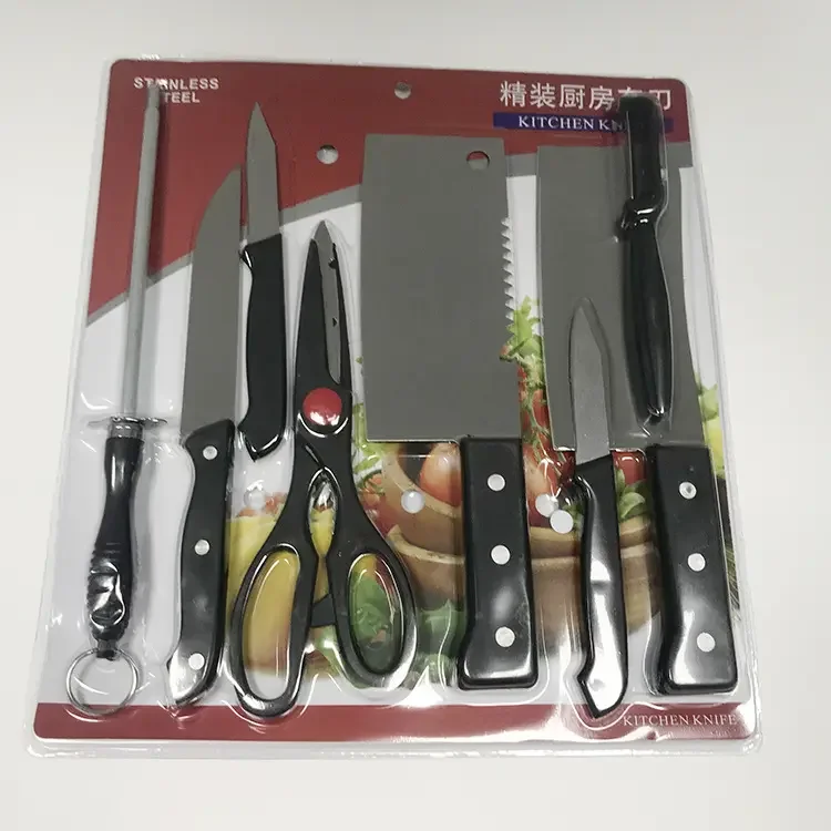 Kitchen double-sided suction knife set 8-piece knife set Stainless Set Kitchen Knife Scissors Ceramic Peeler Chef Slicer Nakiri