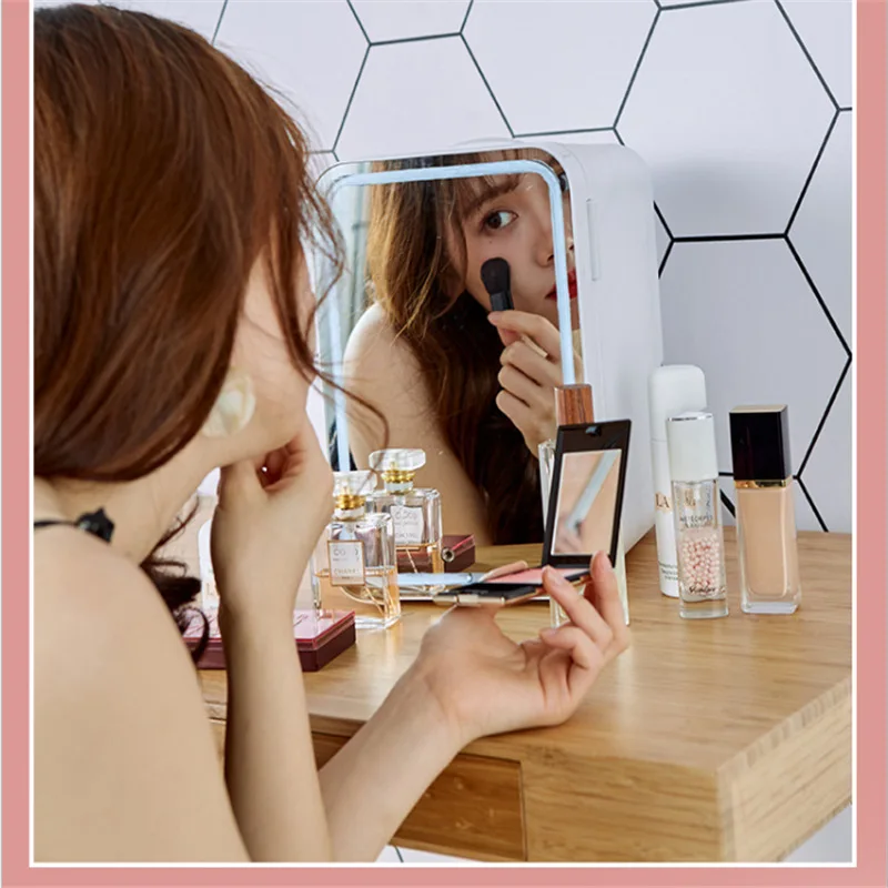 8L Mini cosmetic skincare small cheap portable beauty compact refrigerator makeup make up fridge refrigerador frigo with mirror