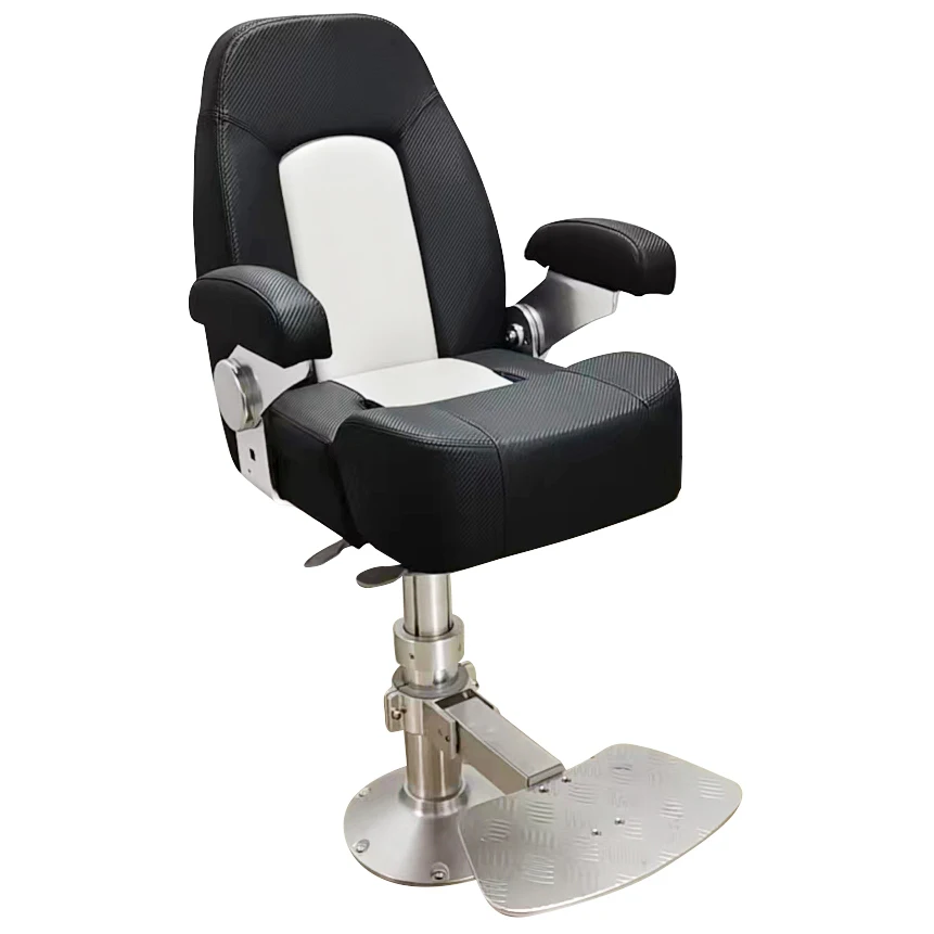 Marine equipment aluminum alloy captain chair pilot seat driver chair helmsman seat with foldable pedal