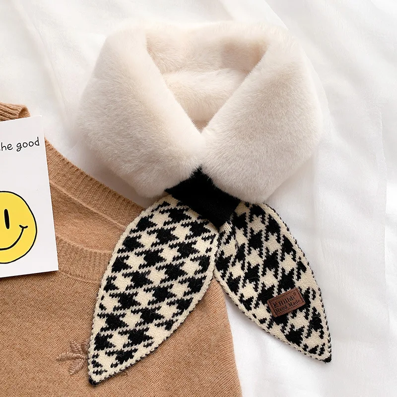 Женский трикотажный шарф в горошек, однотонный вязаный шарф в японском стиле