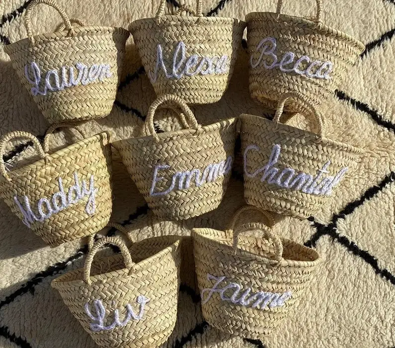 Personalized Bridal Party wedding Bridesmaid Gifts Beach straw monogrammed bag