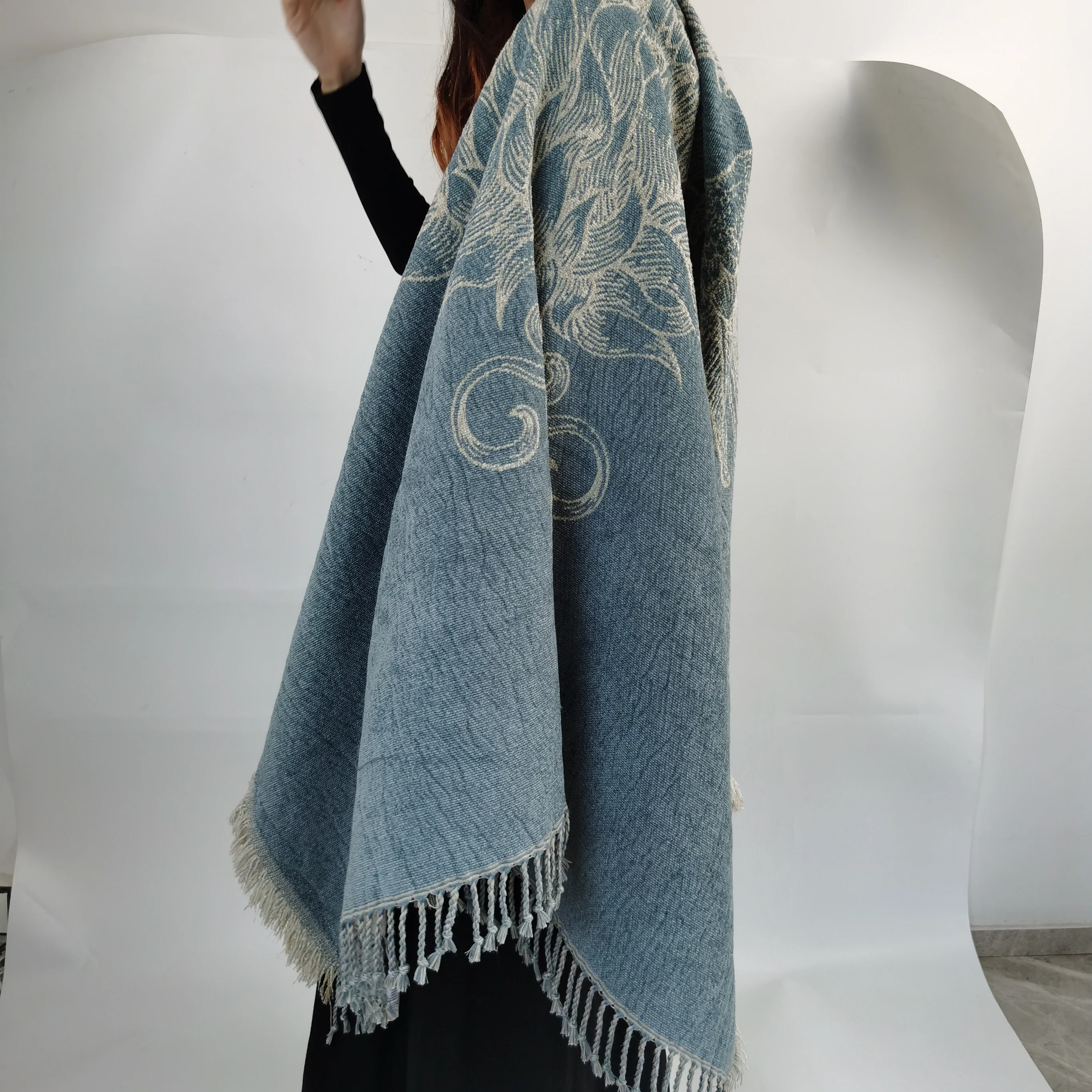 Cotton and Polyester Blankets Wholesale Custom Sublimation Printing Cotton Polyester Woven Retro Tapestry Jacquard Throw Blanket